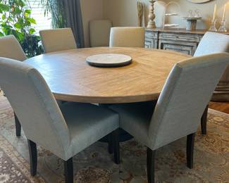 Ethan Allen large round pedestal table with 8 Ethan Allen chairs - table sold separately