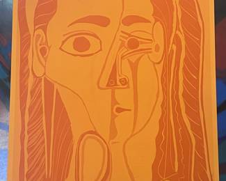 Pablo Picasso print, two faces