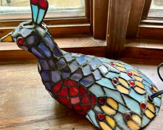 Very cool Stained Glass Peacock Lamp 