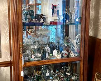 Howard Miller Front Opening Display Case Filled with High End Disneyana, Crystal, Swarovski pieces