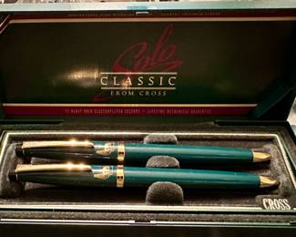 Vintage Cross Classic Pen and Pencil Set in Original BoxWe have a significant collection of Parker, Shaeffer and Cross Pens including Fountain Pens, Ballpoints, Mechanical Pencils and Rollerballs.  From the 1920's to 1970's and more contemporary.  Look for the Pens at Jewelry Counter in the Family Room