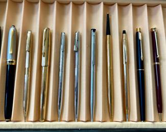 We have a significant collection of Parker, Shaeffer and Cross Pens including Fountain Pens, Ballpoints, Mechanical Pencils and Rollerballs.  From the 1920's to 1970's and more contemporary.  Look for the Pens at Jewelry Counter in the Family Room
