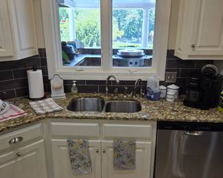Double stainless steel sink, fixtures & window!