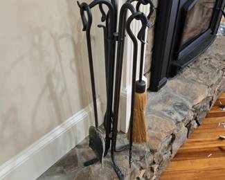Wrought iron fireplace tool set