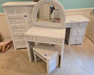 Wicker Vanity, Desk & Dresser