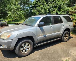 2003 Toyota 4Runner, 287,000 miles on 
odometer. Needs a muffler but engine runs strong, no knocks. New battery just installed