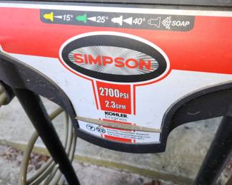 Simpson 2700 PSI gas pressure washer with Kohler engine