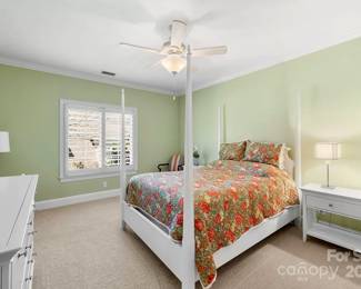 Queen size 4 poster bed, night stands, double dresser by American Drew