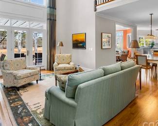 Sofa & pair of arm chairs (rug, not for sale)