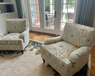 Pair of matching upholstered chairs by The Charles Stewart Co. Hickory NC