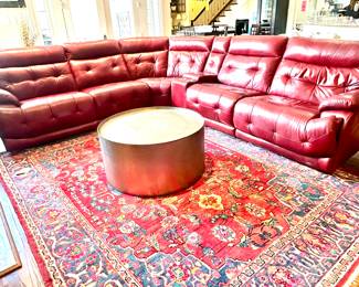 Red Leather Sectional with End Recliners