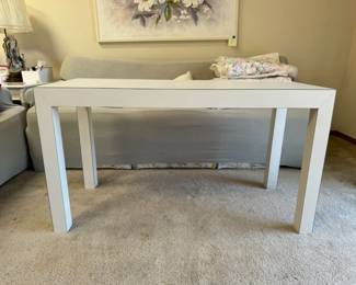 1980s Postmodern White Laminate Parsons Console Table