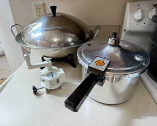 Mid Century Farberware Wok - Presto Pressure Cooker - Bean Frencher	