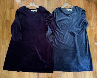 (2) Vintage 90s A Line Sarah B Studios Velour Dresses in Navy & Purple	