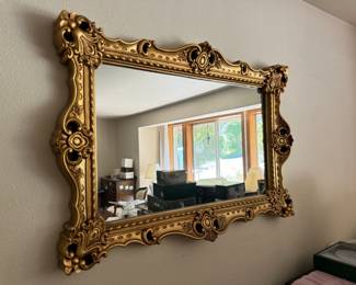 Hollywood Regency Glam Gold Composite Wall Mirror - 39.5"W	