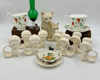 Holly Hobbie Napkin Rings - Roy Kirkham Alpine Strawberry China Teacup	