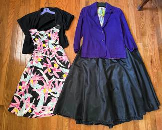 A Pop of Color! - Vtg Tabby of California Dress + Purple Dress Coat	