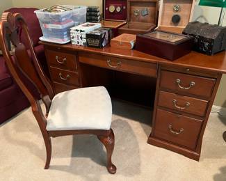 Solid Cherry Desk with file drawers and keys