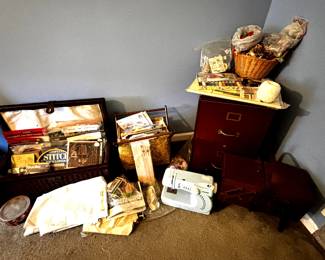 Very large lot of sewing supplies, crewel and cross-stich.