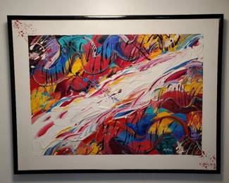 R. Michael Hall – Spanish Symphony Painting
Purchased: May 1998  Herndon Fine Art LA
Circa: 1998
Dimensions: 41 3/8” W X 31 ¼ T X 1 ¼" D
Details: Signed receipt of purchase, acrylic on canvas, black frame
