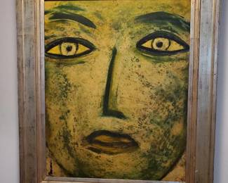 Paulden Evans Untitled (Face) Painting
Purchased: August 13, 2001 ($4,800)
Circa: May 1998
Dimensions: 39” T X 33” W X 2” D
Details: Receipt of purchase, oil & enamel on steel, silver frame
