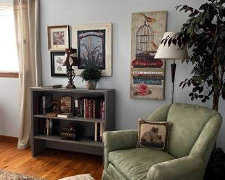 Century club chair, bookcase, wall art, ottoman, and more.