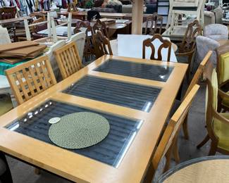Beautiful Maple table glass top padded chairs, 150