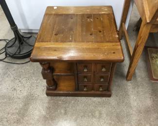 $25.00 Solid Pine End Table with 6 mini drawers