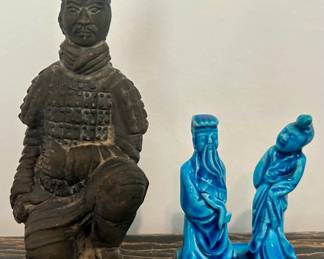 1930s turquoise Chinese figure group