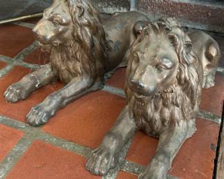 Pair of metal lions