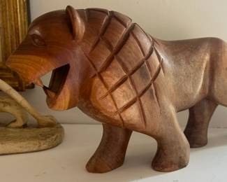 Wood carved lion