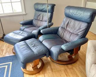 EKORNES CHAIRS W/Ottomans