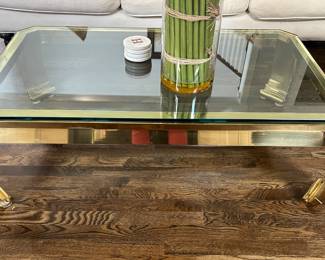 Heavy brass and glass coffee table