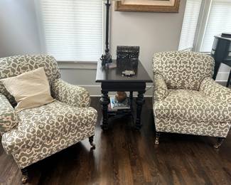 Pair of George Smith armchairs with down cushions