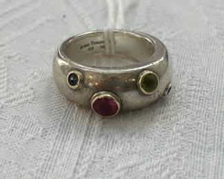 Tiffany sterling ring with 18k detail and 4 stones