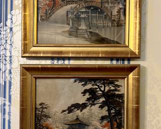 ANTIQUE JAPANESE SILK EMBROIDERY TAPESTRY