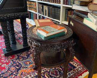 Chinese heavily carved marble top table 