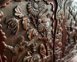 Heavily Carved Chinese Settee