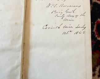 1855 Hardee Rifle & Light Infantry Tactics Signed by William S. Rosecrans on July 14th, 1862 in Corinth, Mississippi. 
