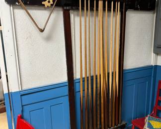 Antique Bruswick Pool Cue Rack and Coat/Hat Rack for Pool Table