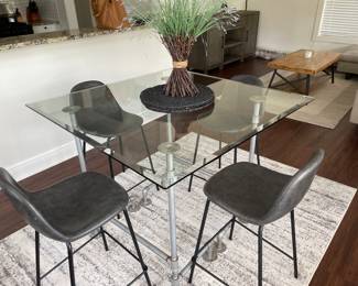 Restoration hardware industrial bar height table with four chairs