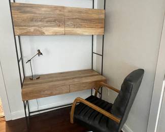 West elm desk and Four Hands leather chair