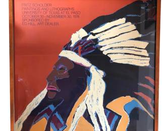 “ Portrait of a plains Indian chief” by Fritz Scholder - 1970’s. Framed lithograph
30”x 30”