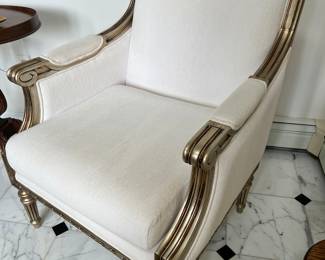 14. White Bergere Chair (26" x 21" x 37")