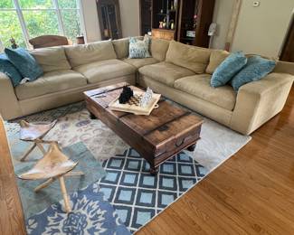 50. Rustic Coffee Table Trunk w/ Metal Detail (58" x 27" x 17")
54. Distinctions 3 pc Sectional (136" x 134" x 43" x 30")