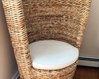 51. Barrel Back Rattan Accent Chair (38" x 26" x 50")