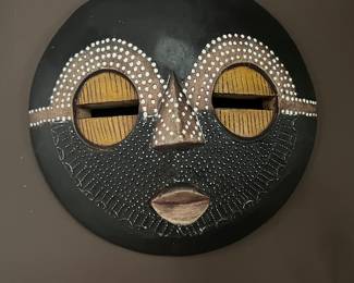 36. Hand Painted Wood Mask (11" x 12")