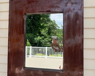 108. Beveled Mirror w/ Rustic Tin Frame (34" x 42")