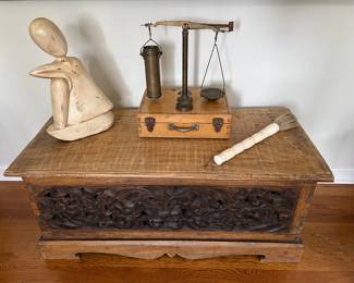 18. Carved Wood Trunk (39" x 18" x 16.5")