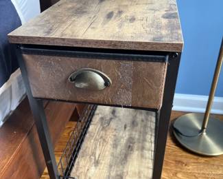 75.Rustic End Table w/ Metal Frame (24" x 12" x 24")